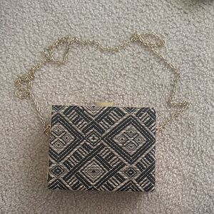 Elegant Black and Cream Patterned Women's Bag